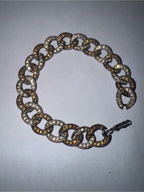Vintage Fifth Avenue Collection Gunmetal Rhinestone Pave Curb Link Bracelet